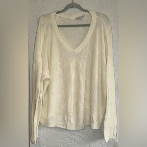 Ophelia Roe V-Neck Cream Sweater (NWT) - Size 1X